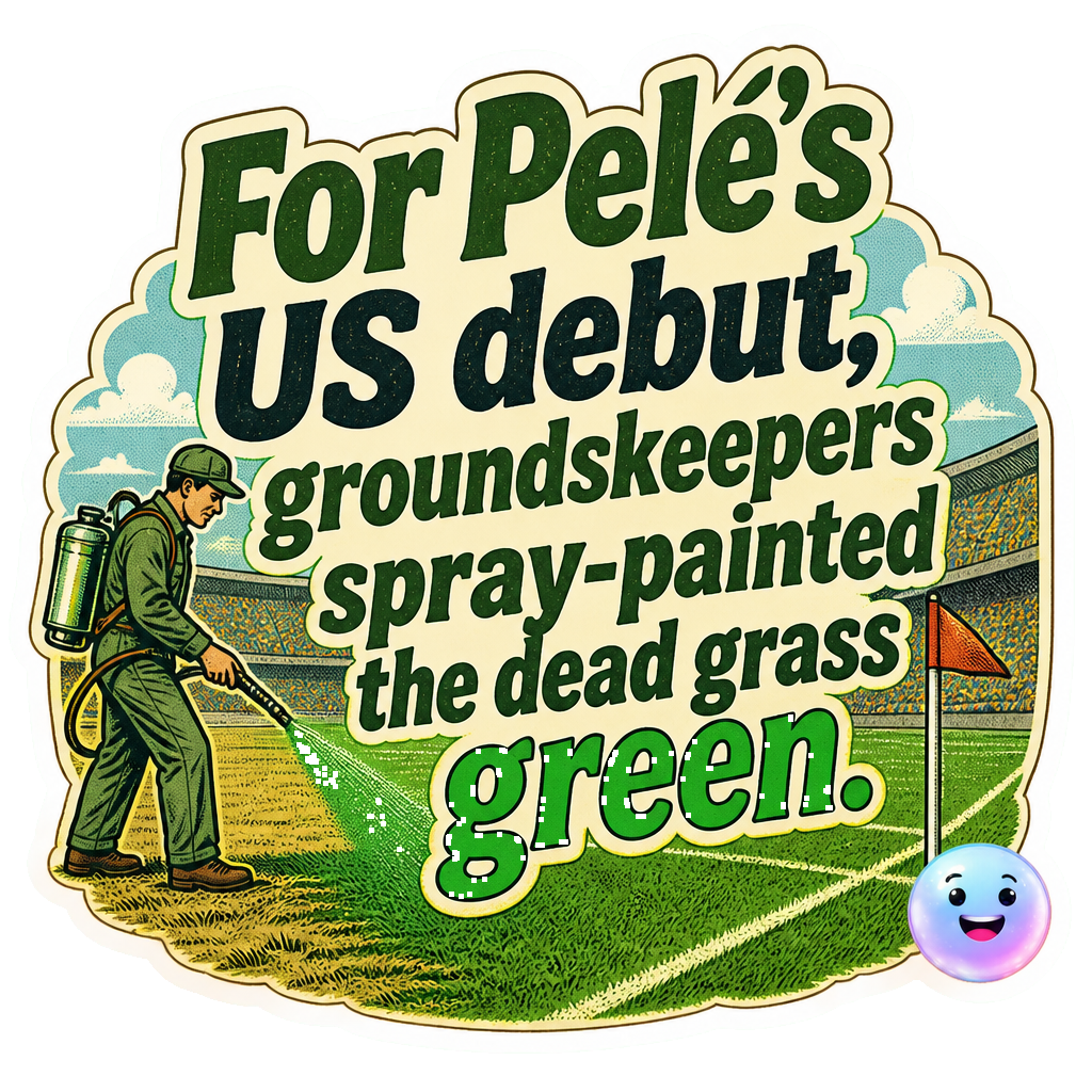 For Pelé’s US debut, groundskeepers spray-painted the dead grass green.