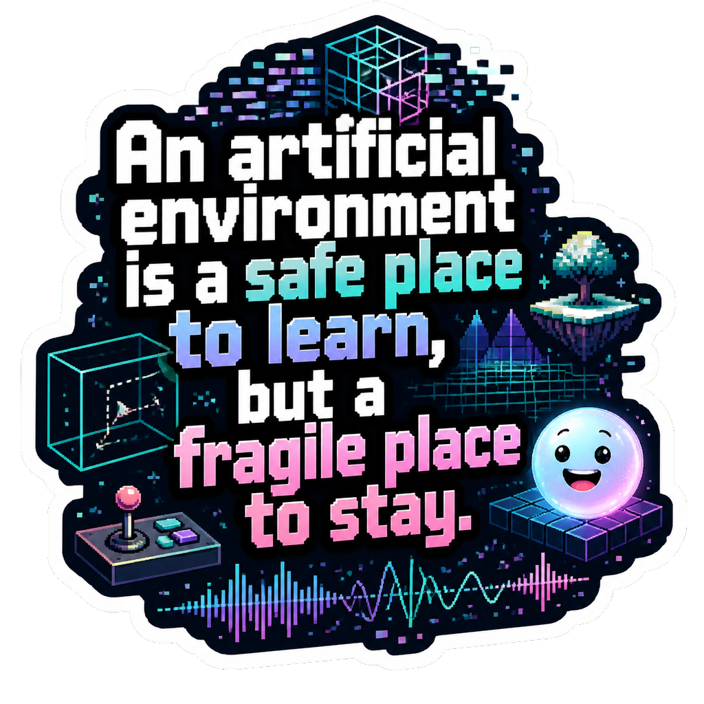 An artificial environment is a safe place to learn, but a fragile place to stay.