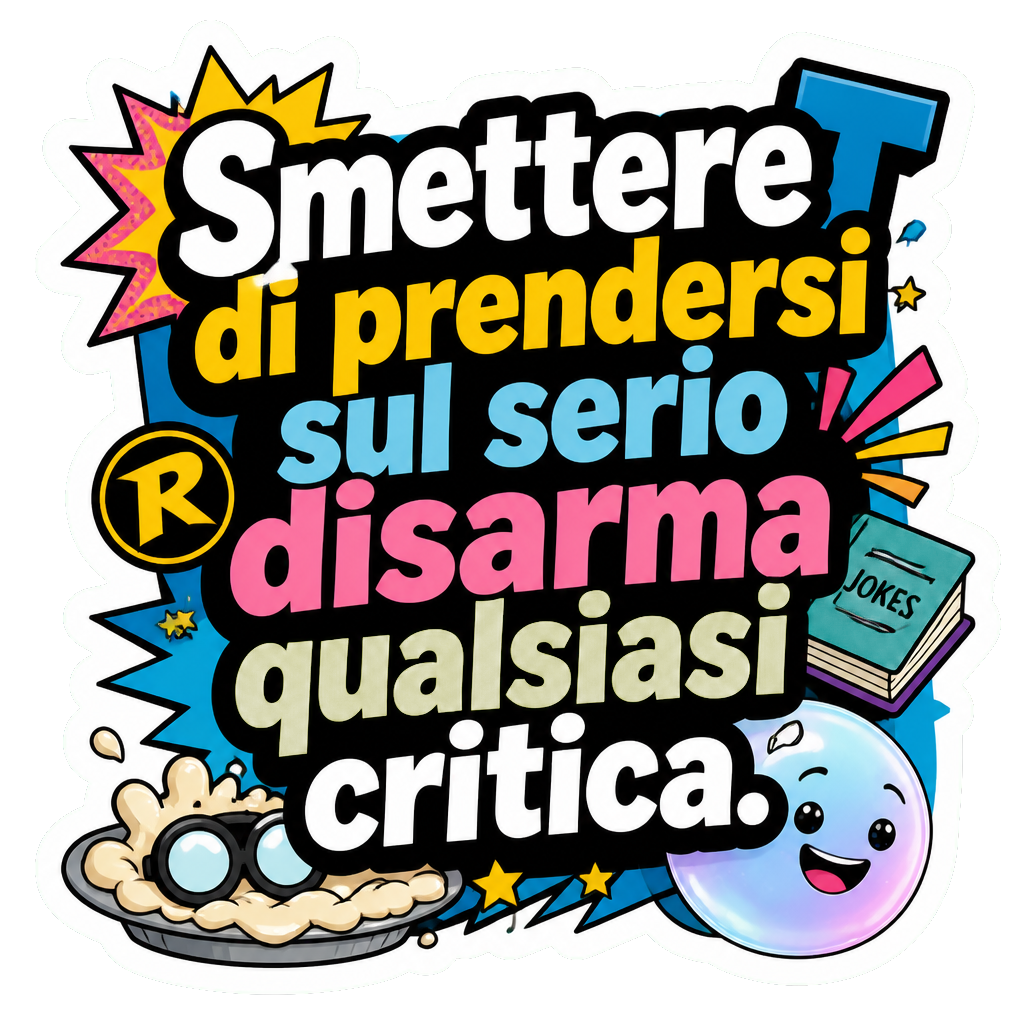Smettere di prendersi sul serio disarma qualsiasi critica.