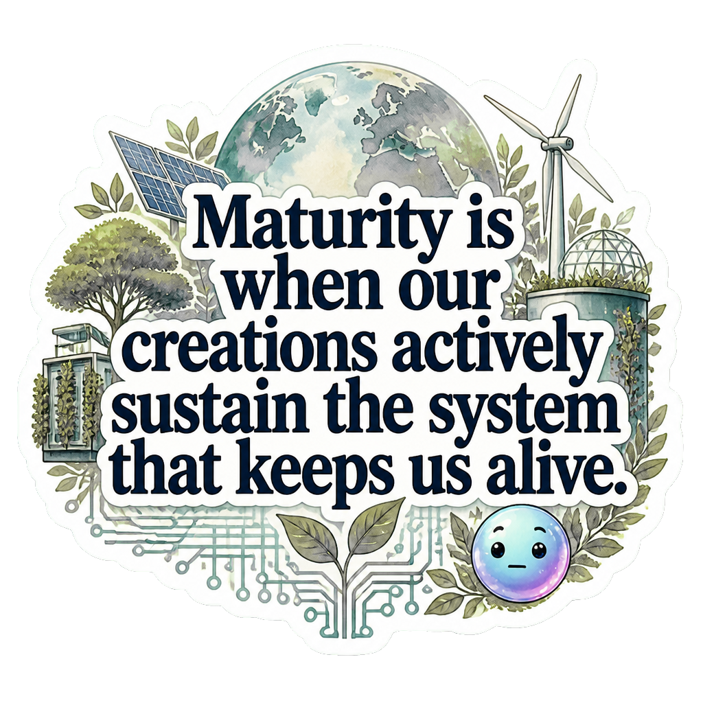 Maturity is when our creations actively sustain the system that keeps us alive.