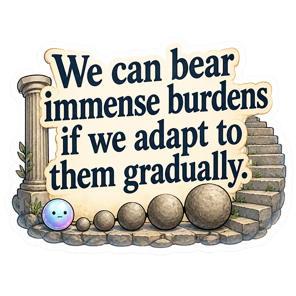 We can bear immense burdens if we adapt to them gradually.