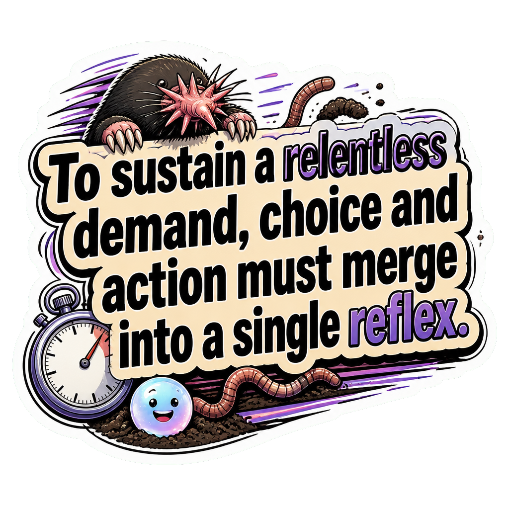 To sustain a relentless demand, choice and action must merge into a single reflex.