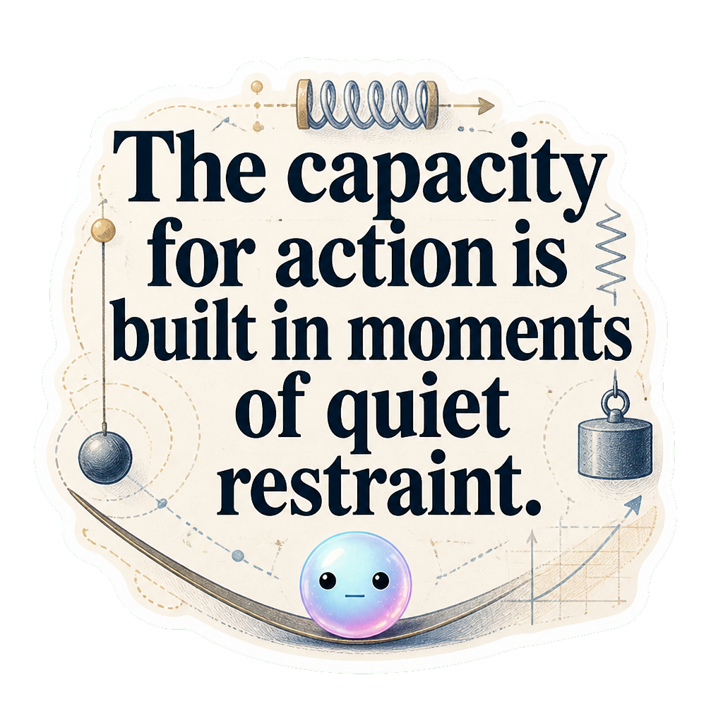 The capacity for action is built in moments of quiet restraint.