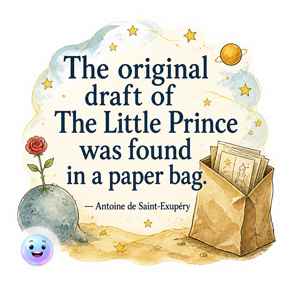 The original draft of The Little Prince was found in a paper bag.