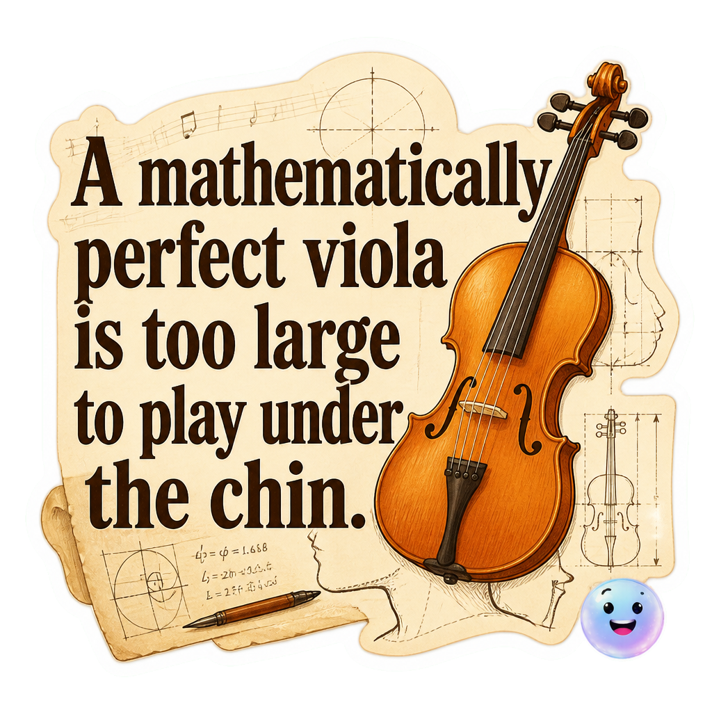 A mathematically perfect viola is too large to play under the chin.