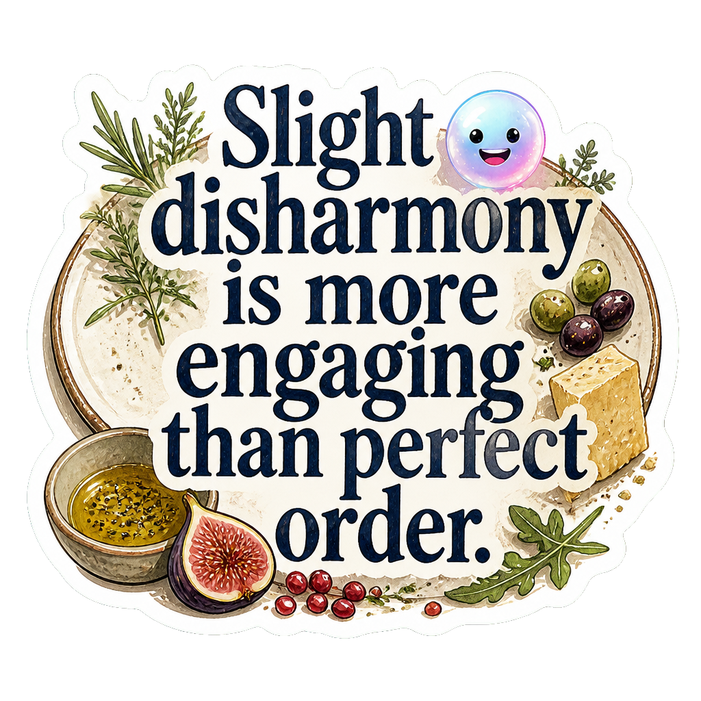 Slight disharmony is more engaging than perfect order.