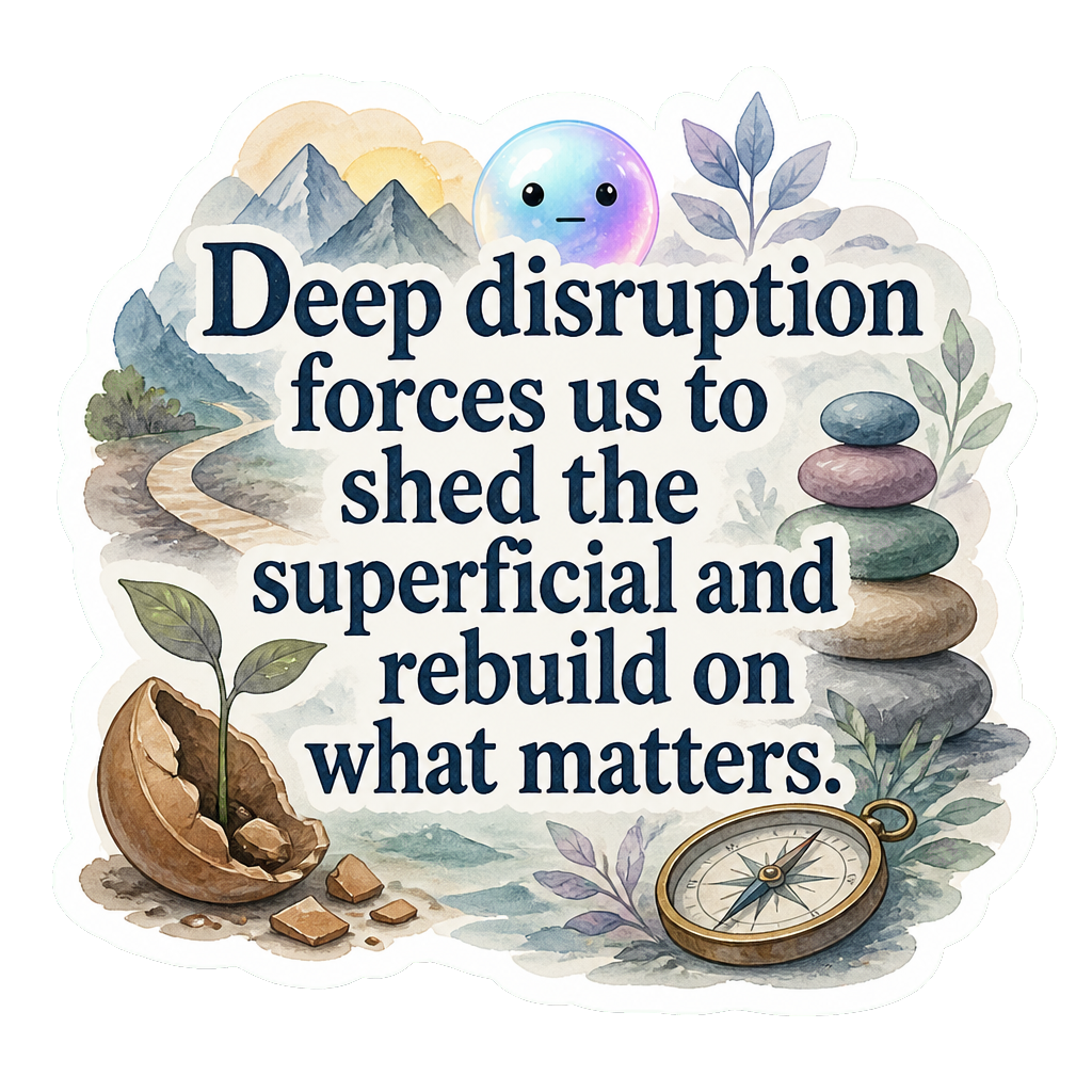 Deep disruption forces us to shed the superficial and rebuild on what matters.
