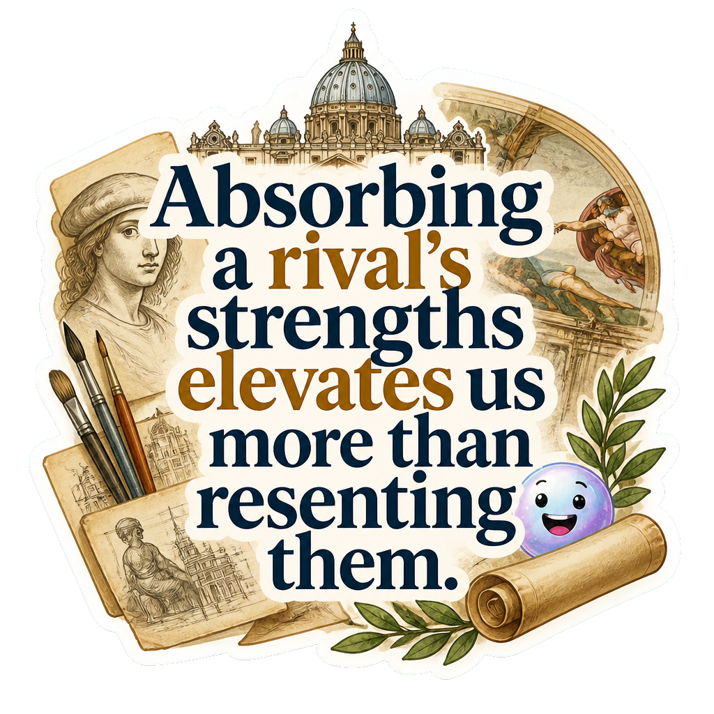 Absorbing a rival's strengths elevates us more than resenting them.