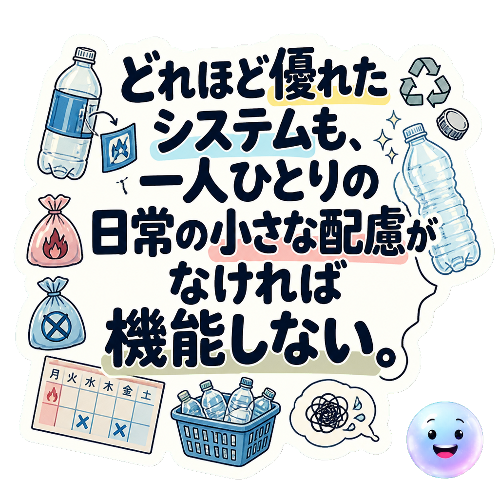どれほど優れたシステムも、一人ひとりの日常の小さな配慮がなければ機能しない。
