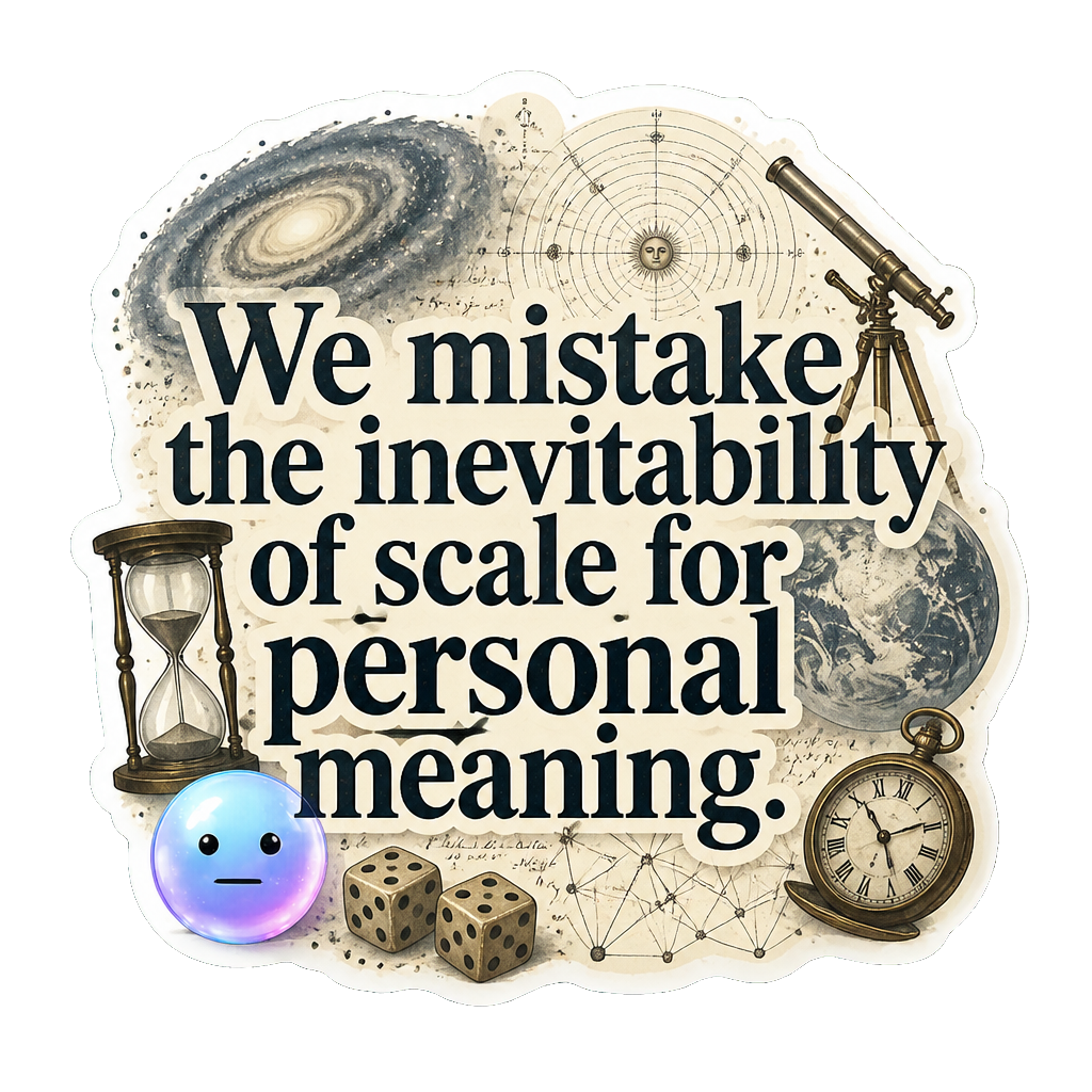 We mistake the inevitability of scale for personal meaning.