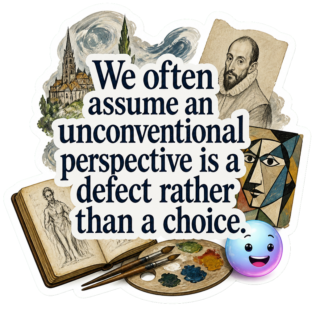 We often assume an unconventional perspective is a defect rather than a choice.