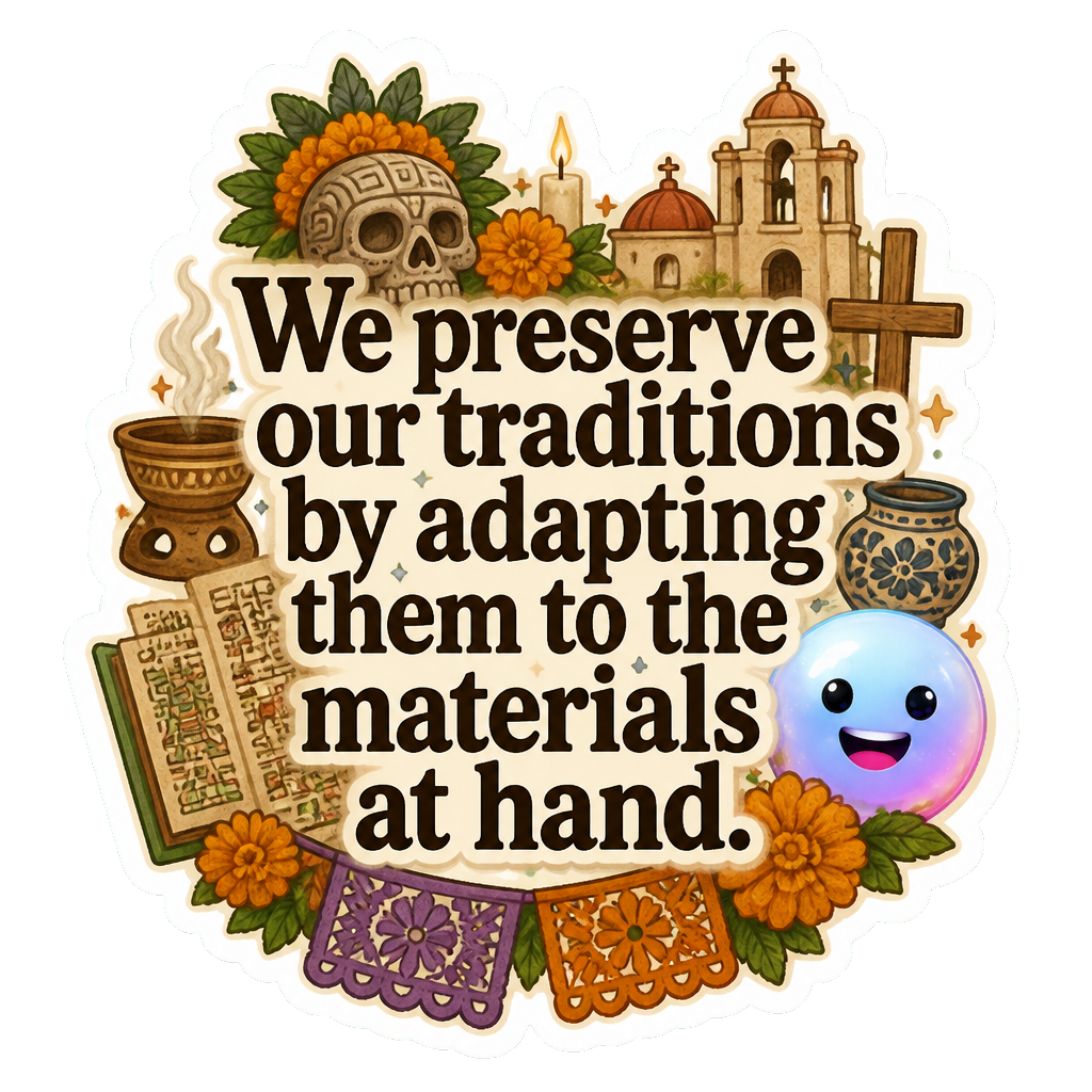 We preserve our traditions by adapting them to the materials at hand.