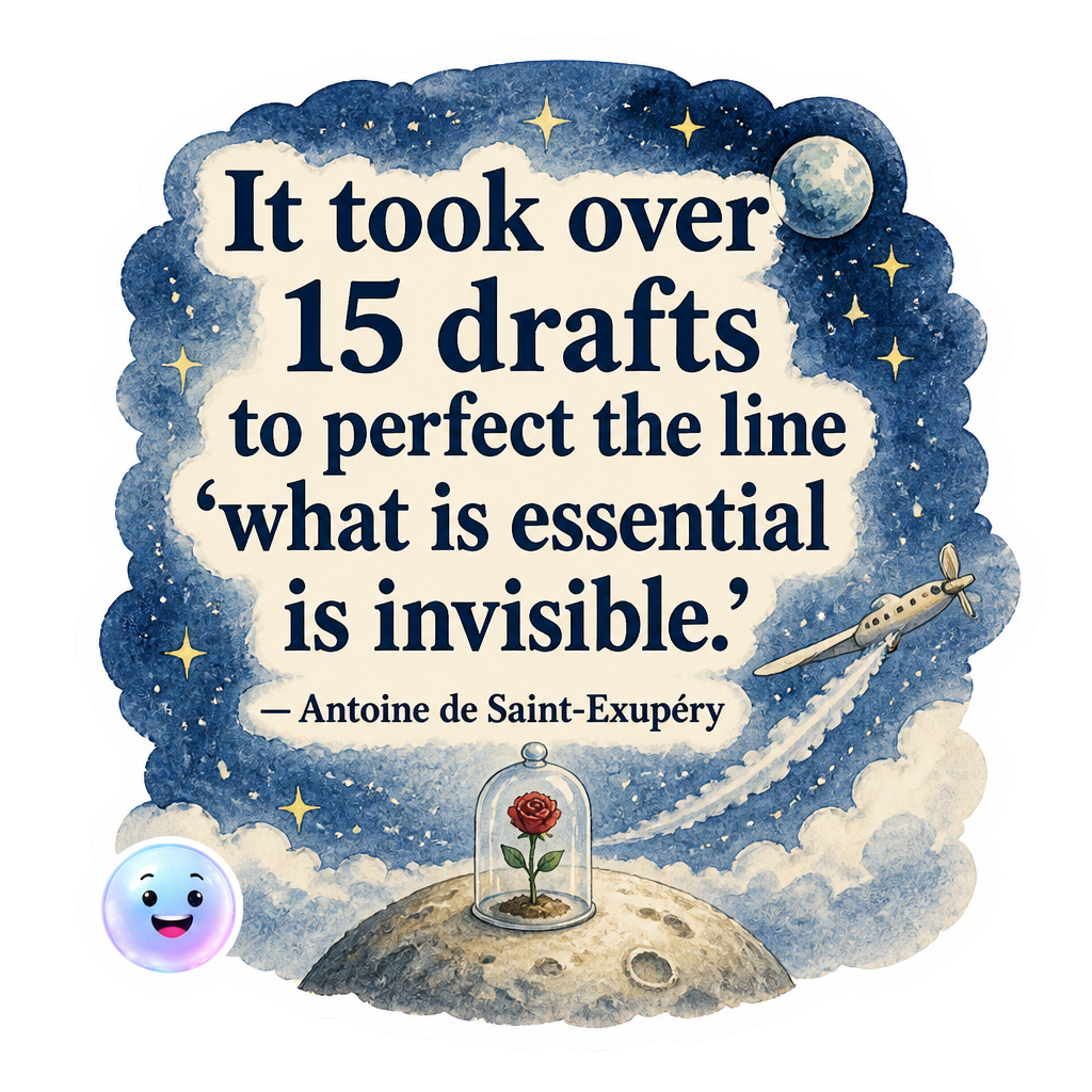 It took over 15 drafts to perfect the line 'what is essential is invisible.'