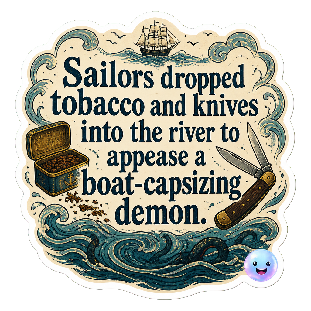 Sailors dropped tobacco and knives into the river to appease a boat-capsizing demon.