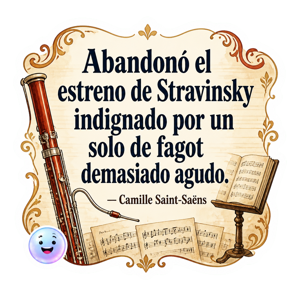 Abandonó el estreno de Stravinsky indignado por un solo de fagot demasiado agudo.