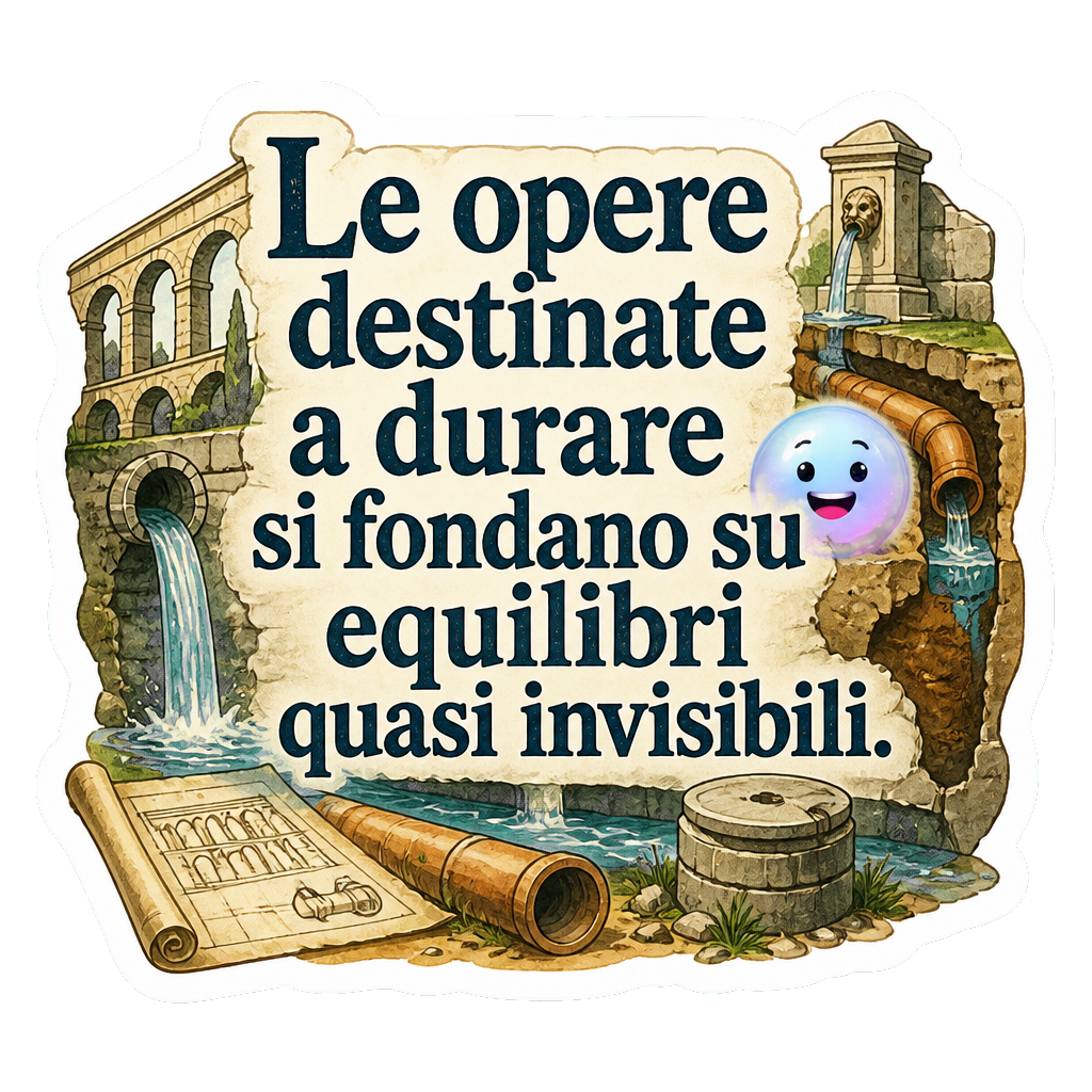 Le opere destinate a durare si fondano su equilibri quasi invisibili.