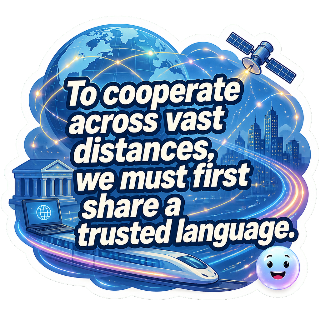 To cooperate across vast distances, we must first share a trusted language.