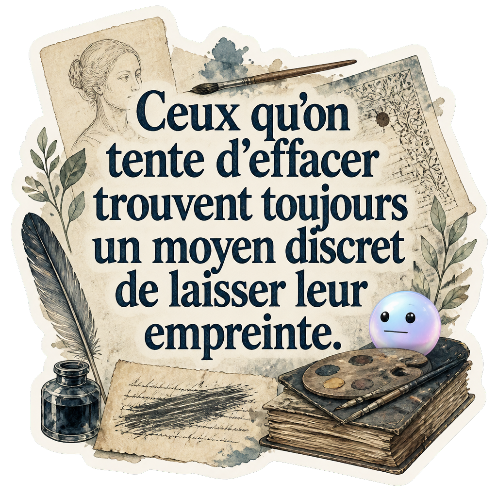 Ceux qu'on tente d'effacer trouvent toujours un moyen discret de laisser leur empreinte.