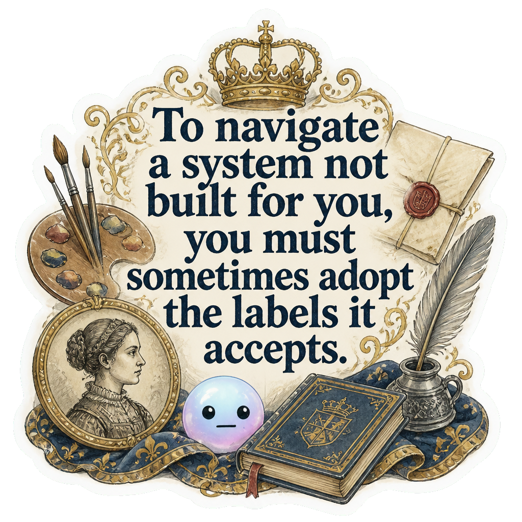To navigate a system not built for you, you must sometimes adopt the labels it accepts.