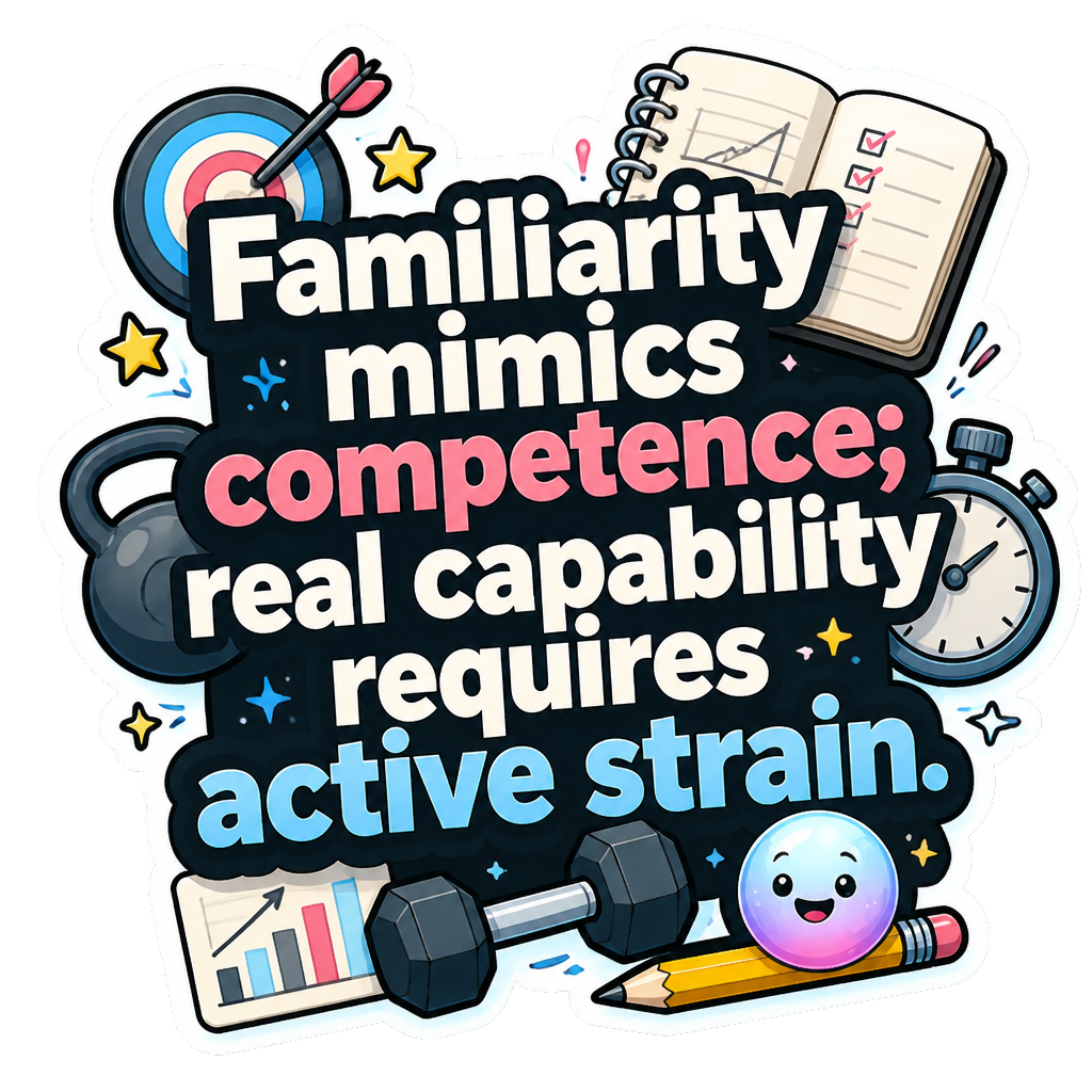Familiarity mimics competence; real capability requires active strain.