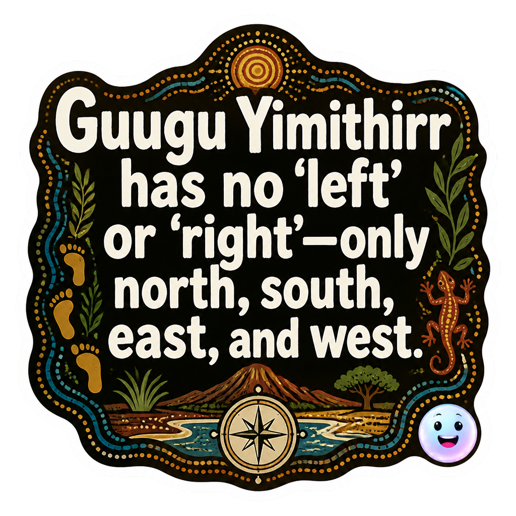 Guugu Yimithirr has no 'left' or 'right'—only north, south, east, and west.