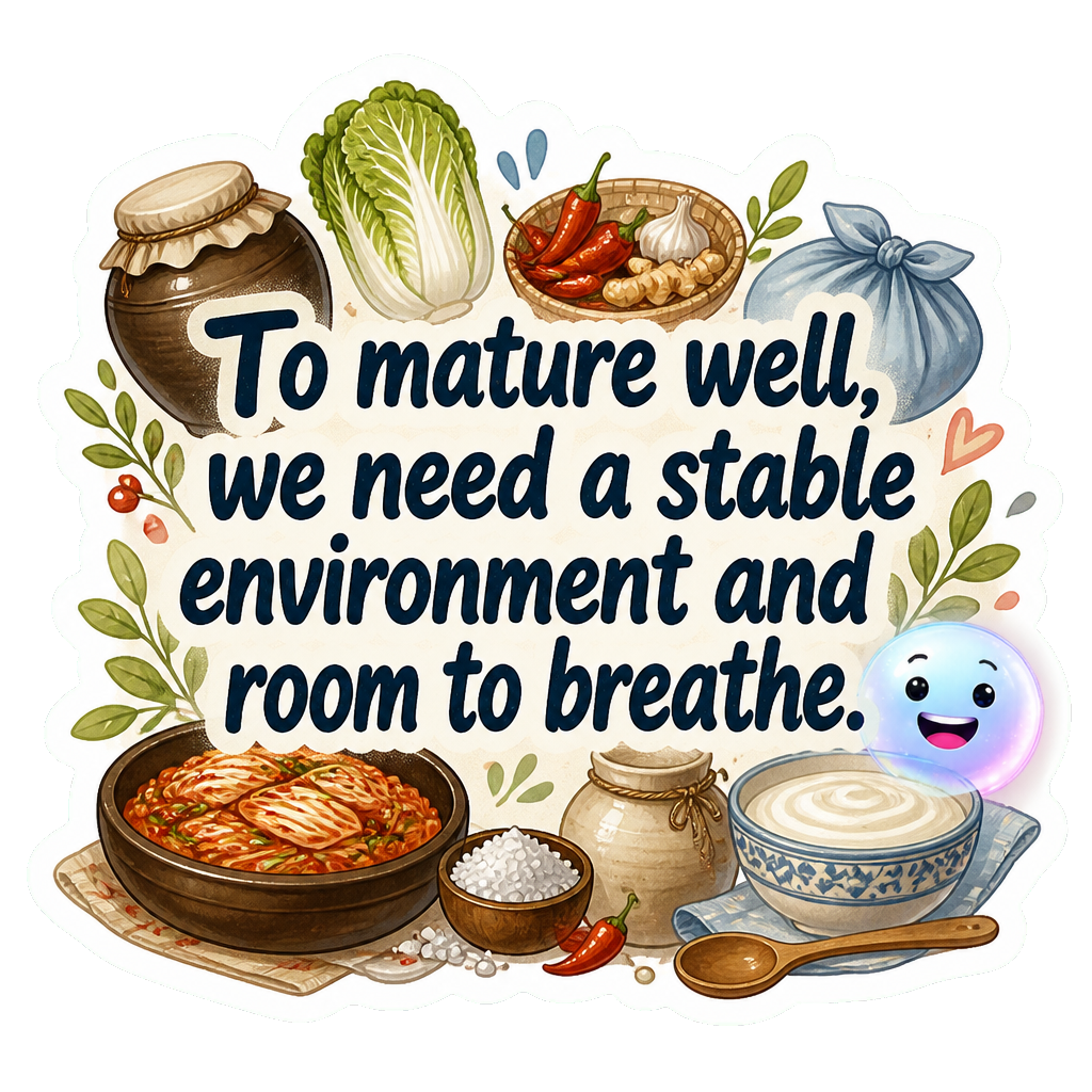 To mature well, we need a stable environment and room to breathe.