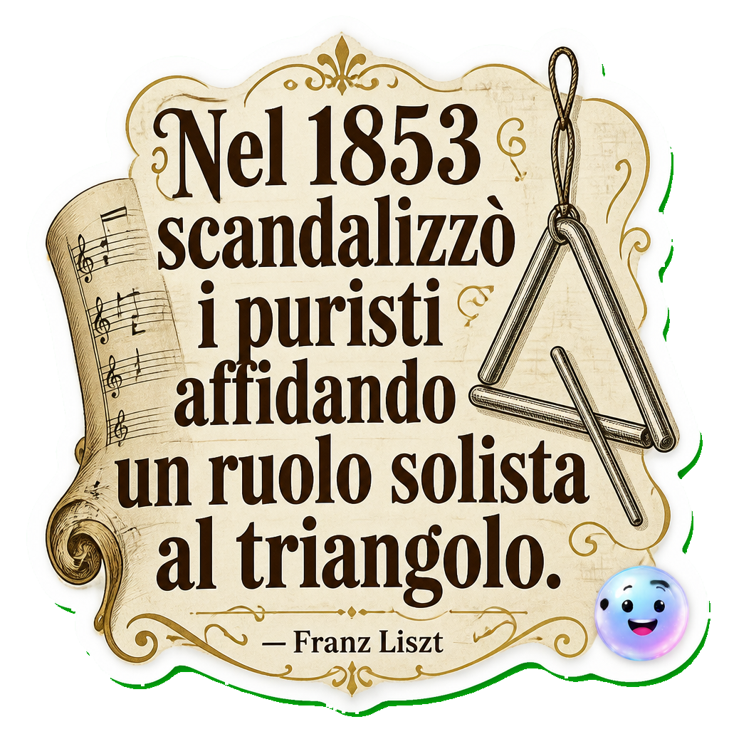 Nel 1853 scandalizzò i puristi affidando un ruolo solista al triangolo.