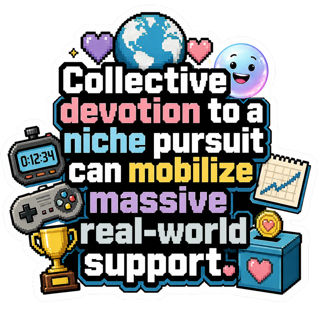 Collective devotion to a niche pursuit can mobilize massive real-world support.