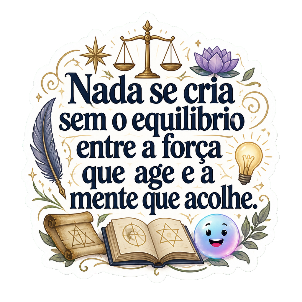 Nada se cria sem o equilíbrio entre a força que age e a mente que acolhe.