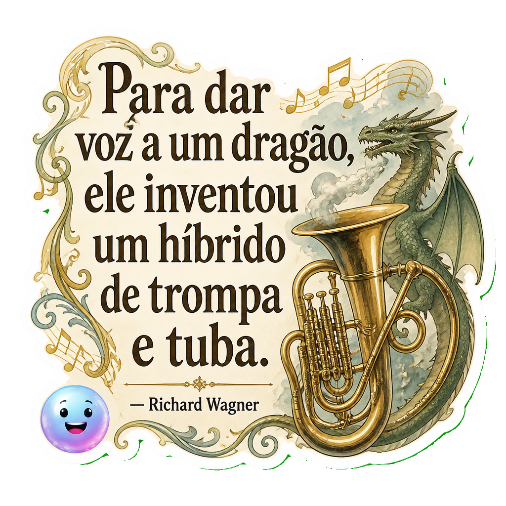 Para dar voz a um dragão, ele inventou um híbrido de trompa e tuba.