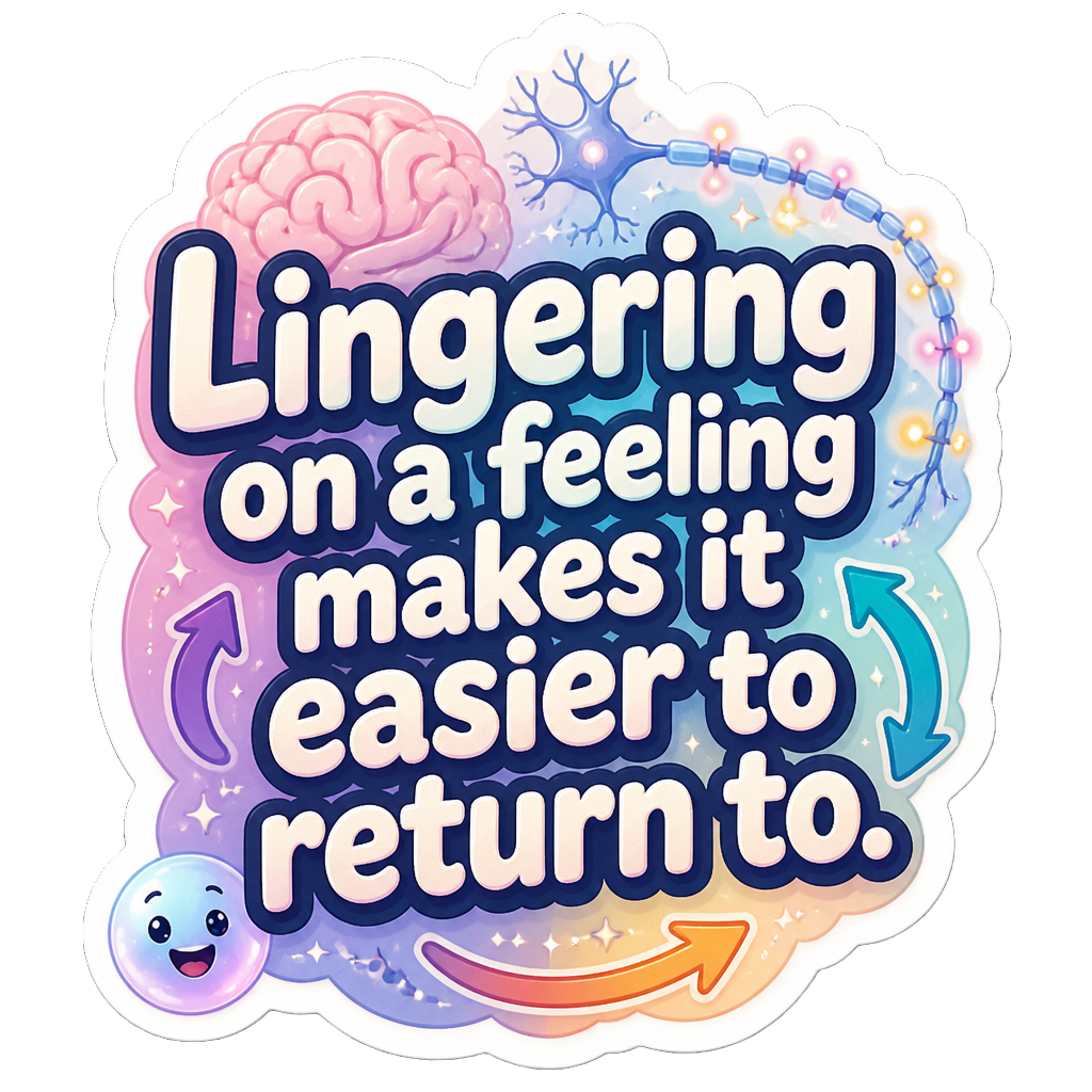 Lingering on a feeling makes it easier to return to.