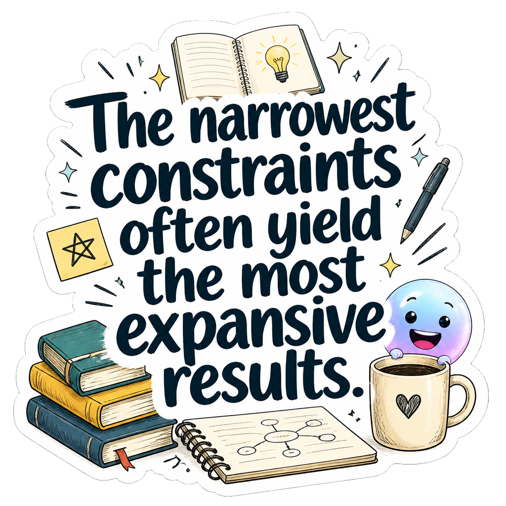 The narrowest constraints often yield the most expansive results.