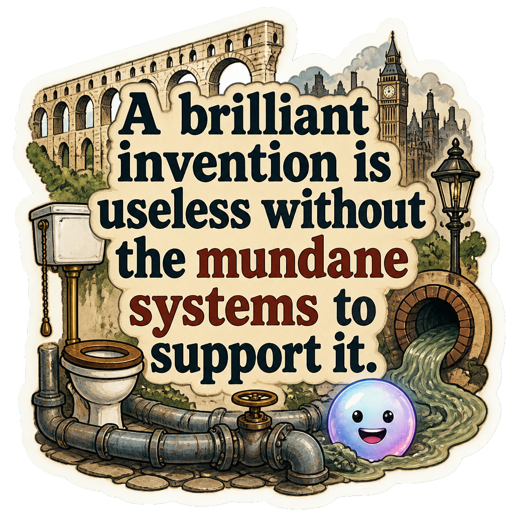A brilliant invention is useless without the mundane systems to support it.