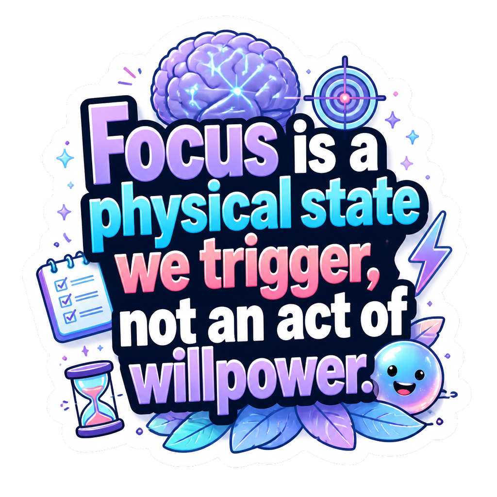 Focus is a physical state we trigger, not an act of willpower.
