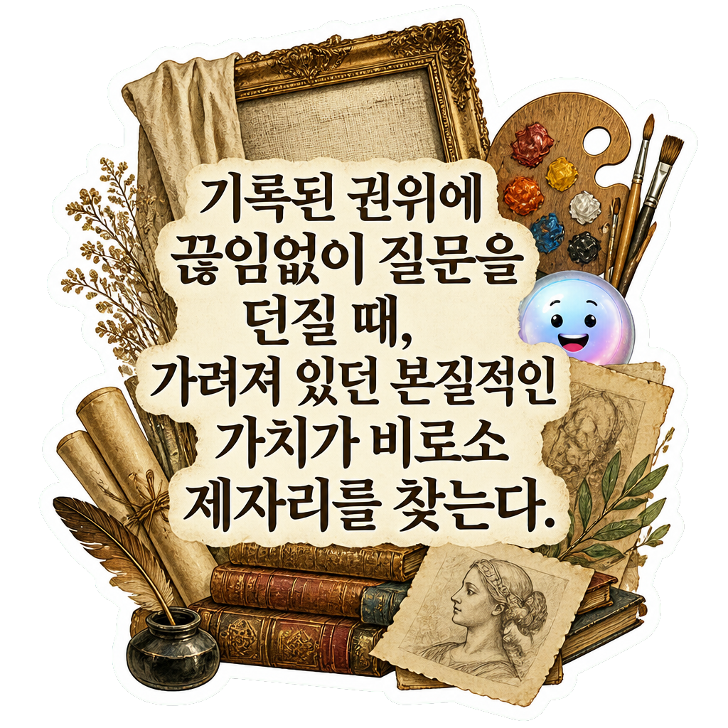 기록된 권위에 끊임없이 질문을 던질 때, 가려져 있던 본질적인 가치가 비로소 제자리를 찾는다.
