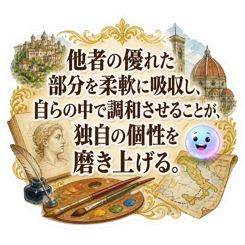 他者の優れた部分を柔軟に吸収し、自らの中で調和させることが、独自の個性を磨き上げる。