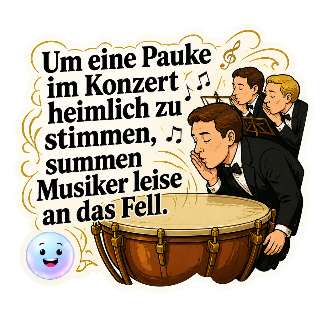 Um eine Pauke im Konzert heimlich zu stimmen, summen Musiker leise an das Fell.