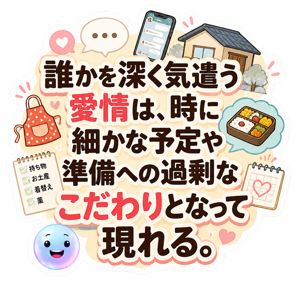 誰かを深く気遣う愛情は、時に細かな予定や準備への過剰なこだわりとなって現れる。