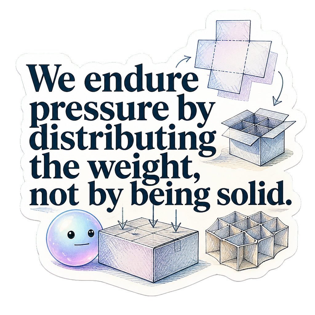 We endure pressure by distributing the weight, not by being solid.
