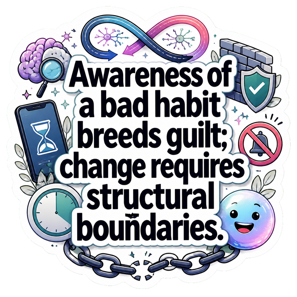 Awareness of a bad habit breeds guilt; change requires structural boundaries.