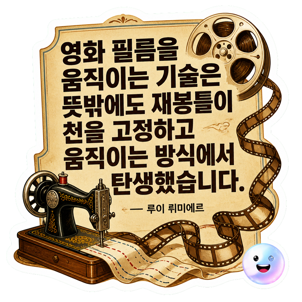 영화 필름을 움직이는 기술은 뜻밖에도 재봉틀이 천을 고정하고 움직이는 방식에서 탄생했습니다.