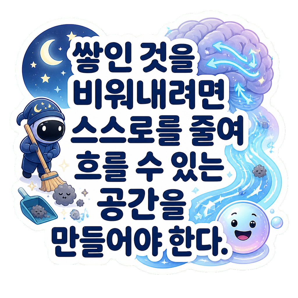 쌓인 것을 비워내려면 스스로를 줄여 흐를 수 있는 공간을 만들어야 한다.