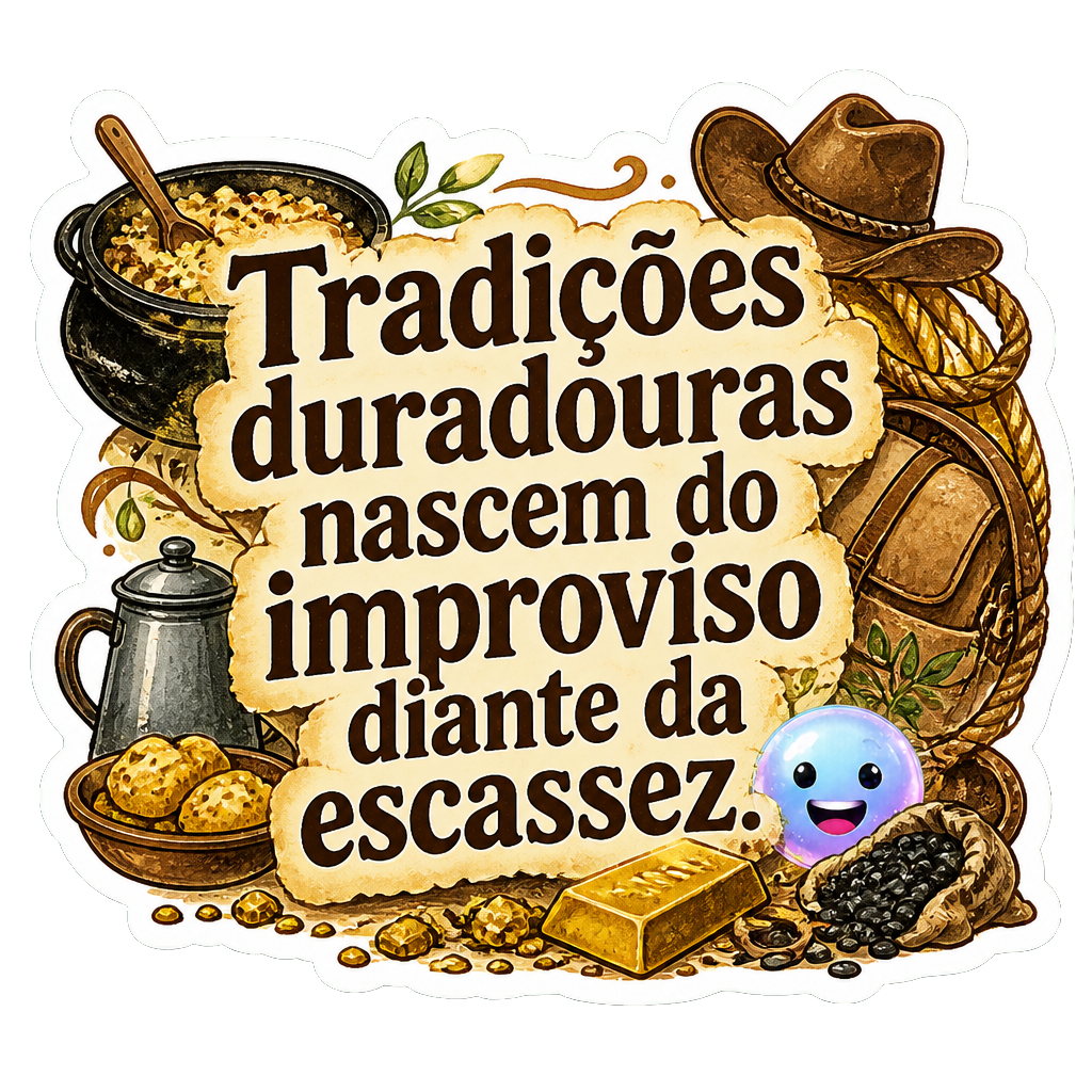 Tradições duradouras nascem do improviso diante da escassez.