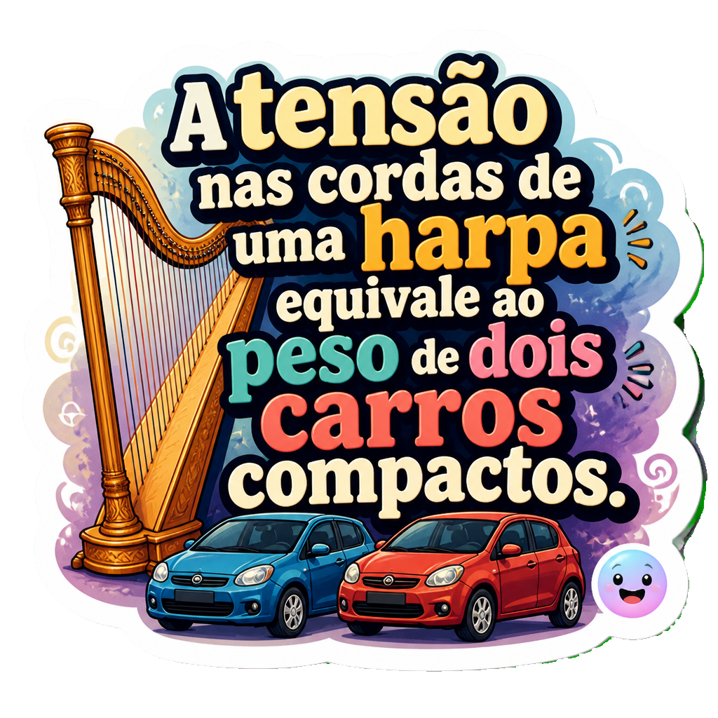 A tensão nas cordas de uma harpa equivale ao peso de dois carros compactos.