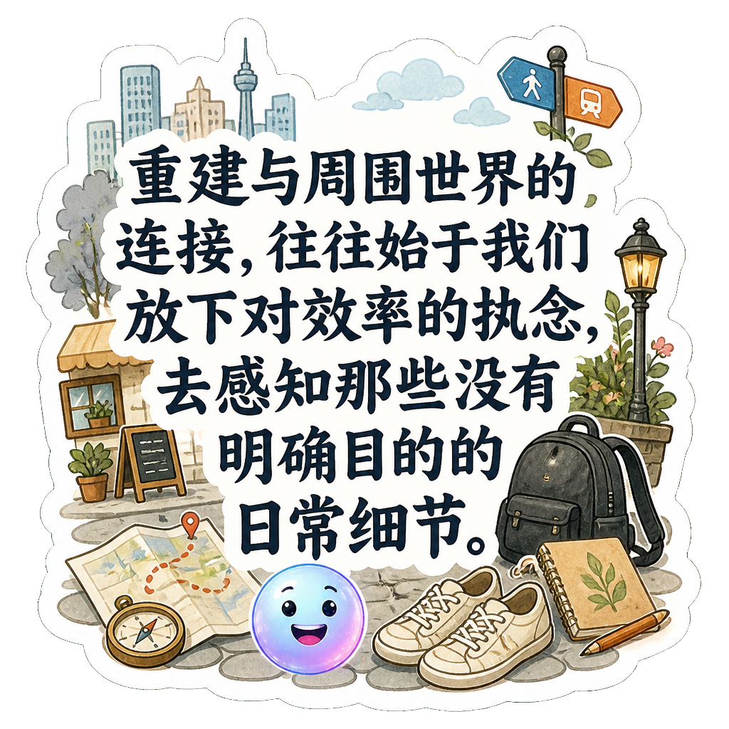 重建与周围世界的连接，往往始于我们放下对效率的执念，去感知那些没有明确目的的日常细节。