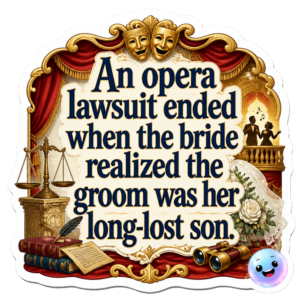 An opera lawsuit ended when the bride realized the groom was her long-lost son.