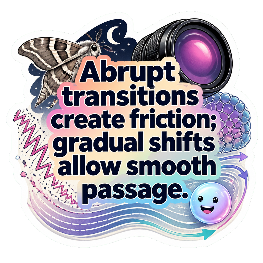 Abrupt transitions create friction; gradual shifts allow smooth passage.