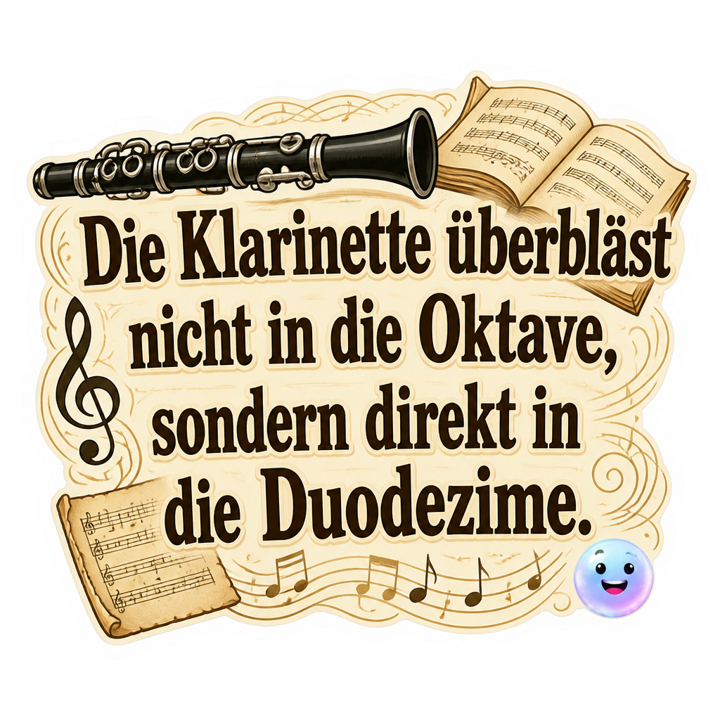 Die Klarinette überbläst nicht in die Oktave, sondern direkt in die Duodezime.