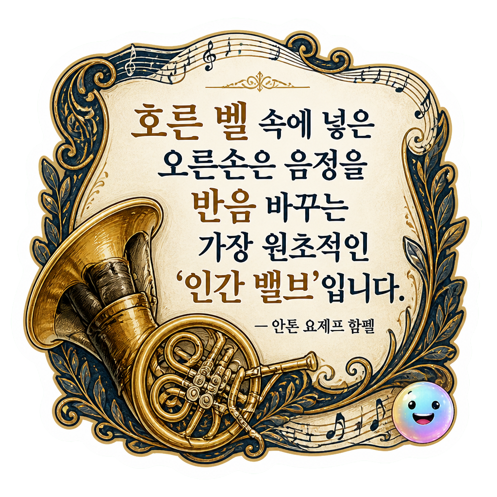 호른 벨 속에 넣은 오른손은 음정을 반음 바꾸는 가장 원초적인 '인간 밸브'입니다.