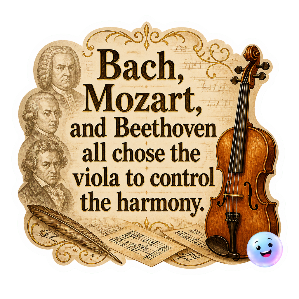 Bach, Mozart, and Beethoven all chose the viola to control the harmony.